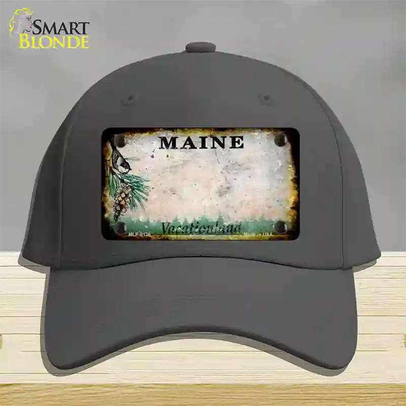 Maine Rusty Blank Novelty License Plate Hat Cotton / Charcoal