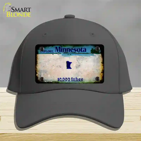 Minnesota Rusty Blank Novelty License Plate Hat Gray Cotton