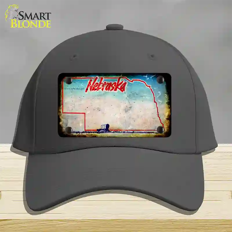 Nebraska Rusty Blank Novelty License Plate Hat Cotton / Charcoal