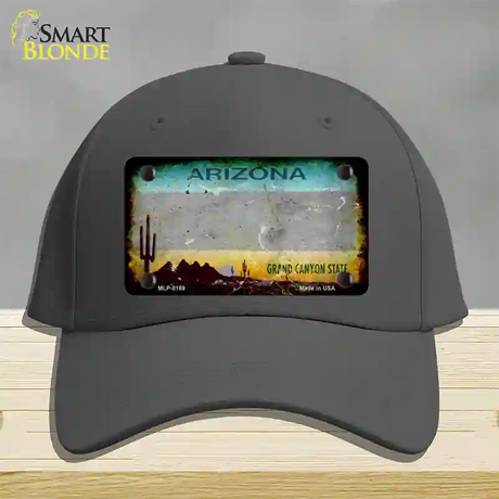 Arizona Gray Rusty Blank Novelty License Plate Hat Gray Cotton