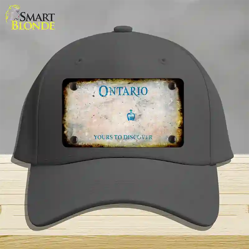 Ontario Canada Rusty Blank Novelty License Plate Hat Cotton / Charcoal