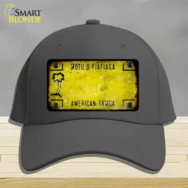 American Samoa Rusty Blank Novelty License Plate Hat Cotton / Charcoal