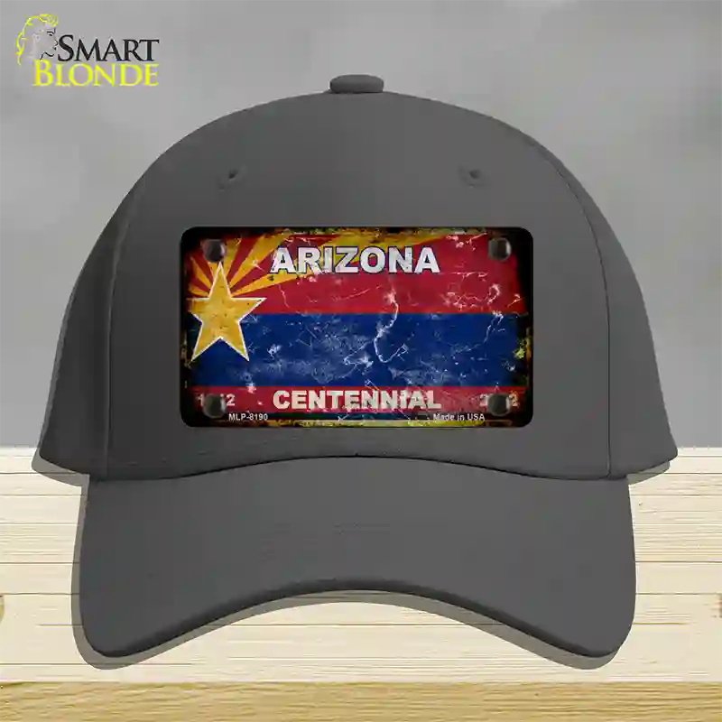 Arizona Centennial Rusty Blank Novelty License Plate Hat Gray Cotton