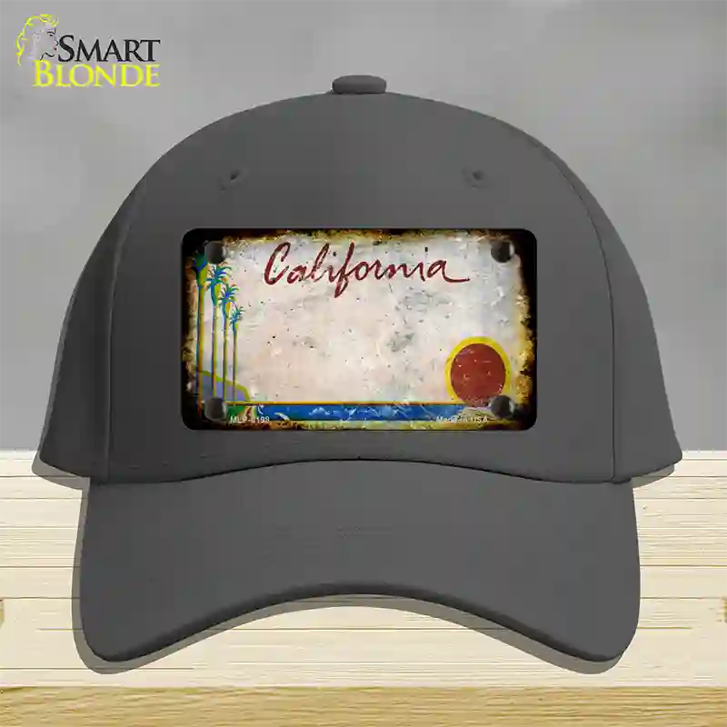 California Palm Tree Rusty Blank Novelty License Plate Hat Cotton / Charcoal