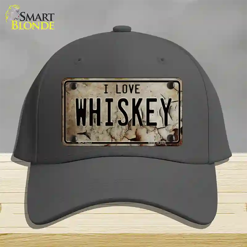 I Love Whiskey Novelty License Plate Hat Cotton / Charcoal