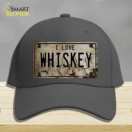 I Love Whiskey Novelty License Plate Hat Cotton / Charcoal