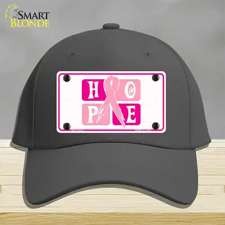 Hope Breast Cancer Ribbon Novelty License Plate Hat Cotton / Charcoal