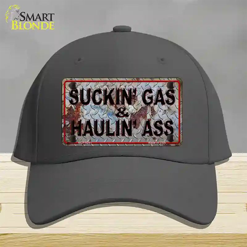 Suckin Gas Haulin Ass Vintage Novelty License Plate Hat Cotton / Charcoal