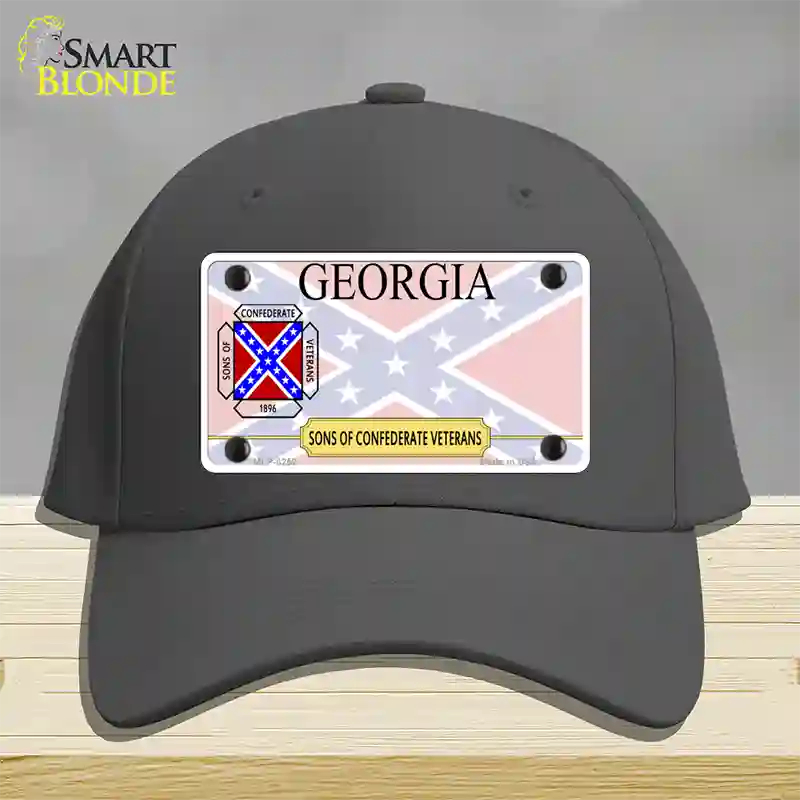 Georgia Sons Of Confederate Novelty License Plate Hat Cotton / Charcoal