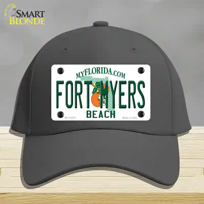 Fort Myers Beach Novelty License Plate Hat Cotton / Charcoal