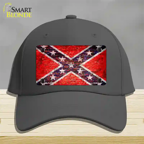 Rebel Flag Brick Wall Novelty License Plate Hat Cotton / Charcoal