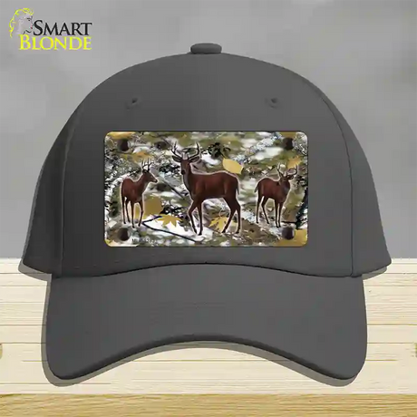 Deer On Camo Novelty License Plate Hat Cotton / Charcoal