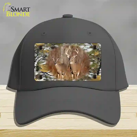 Two Deer On Camo Novelty License Plate Hat Cotton / Charcoal