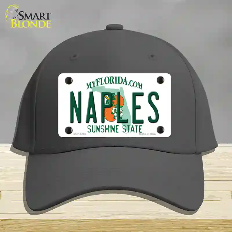 Naples Florida Novelty License Plate Hat Cotton / Charcoal