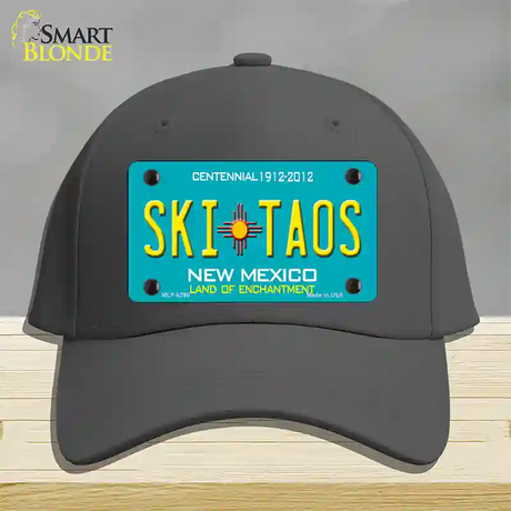 Ski Taos Teal New Mexico Novelty License Plate Hat Cotton / Charcoal