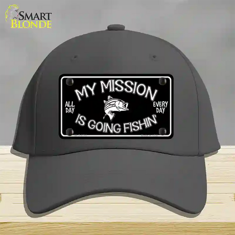 My Mission Is Fishin Novelty License Plate Hat Cotton / Charcoal