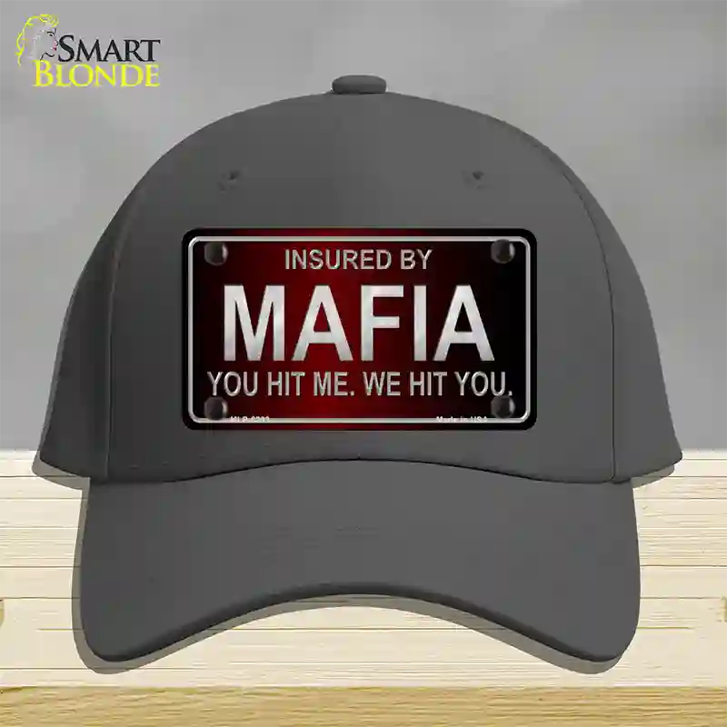 Insured By Mafia Novelty License Plate Hat Cotton / Charcoal