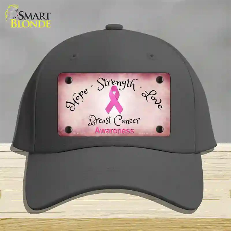 Breast Cancer Ribbon Pink Novelty License Plate Hat Cotton / Charcoal