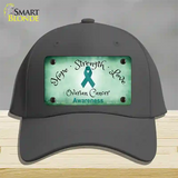 Ovarian Cancer Ribbon Novelty License Plate Hat Cotton / Charcoal