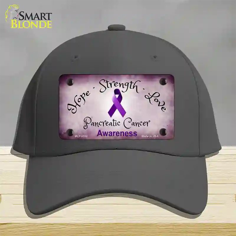 Pancreatic Ribbon Novelty License Plate Hat Cotton / Charcoal