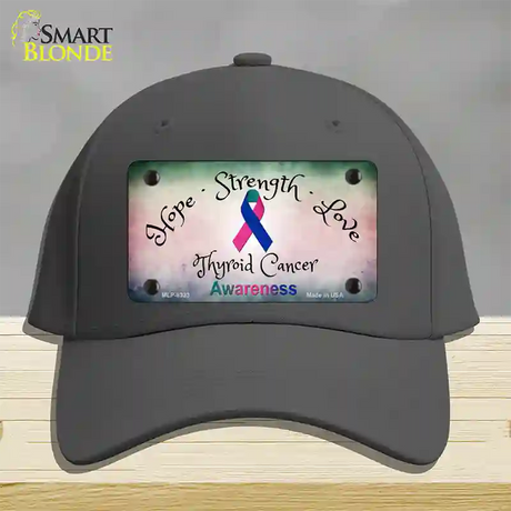 Thyroid Cancer Ribbon Novelty License Plate Hat Cotton / Charcoal