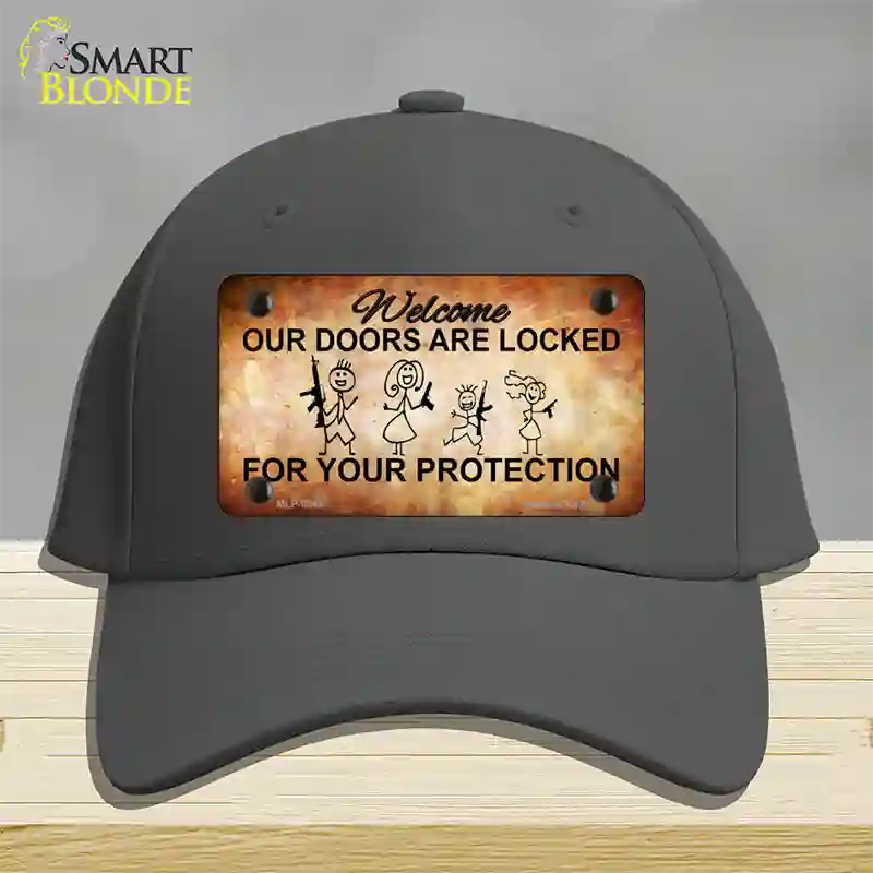 Doors Locked Your Protection Novelty License Plate Hat Cotton / Charcoal