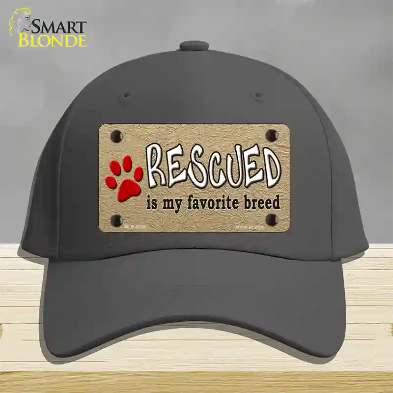 Rescued Is My Favorite Novelty License Plate Hat Cotton / Charcoal