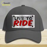 Live To Ride Shiny Novelty License Plate Hat Cotton / Charcoal