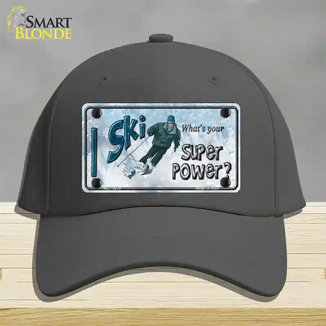 I Ski What's Your Super Power Male Novelty License Plate Hat Cotton / Charcoal