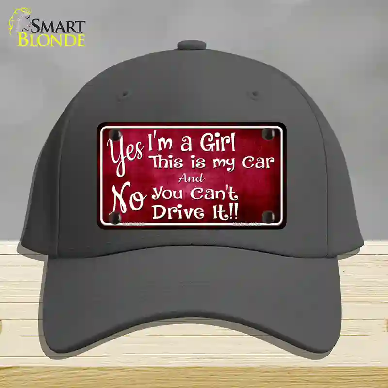 Yes Im A Girl Novelty License Plate Hat Cotton / Charcoal