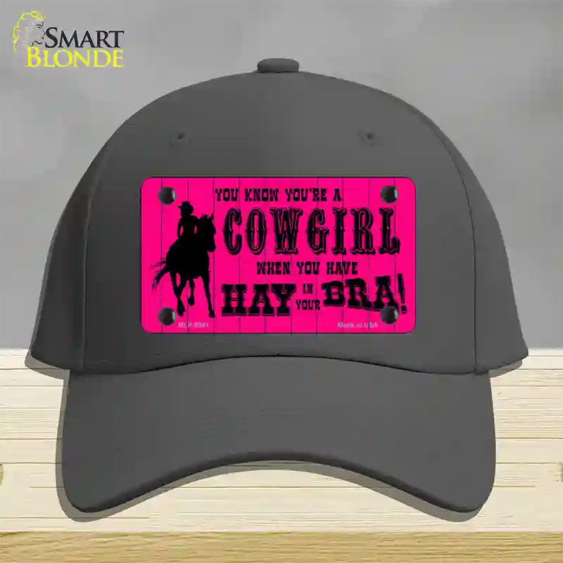 Pink Cowgirl Novelty License Plate Hat Cotton / Charcoal