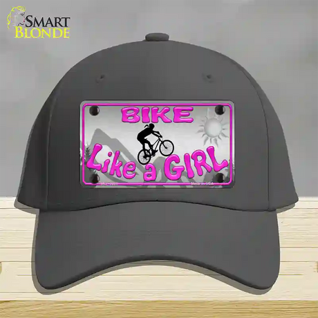 Bike Like A Girl Novelty License Plate Hat Cotton / Charcoal