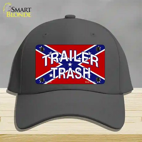 Trailer Trash Confederate Flag Novelty License Plate Hat Cotton / Charcoal