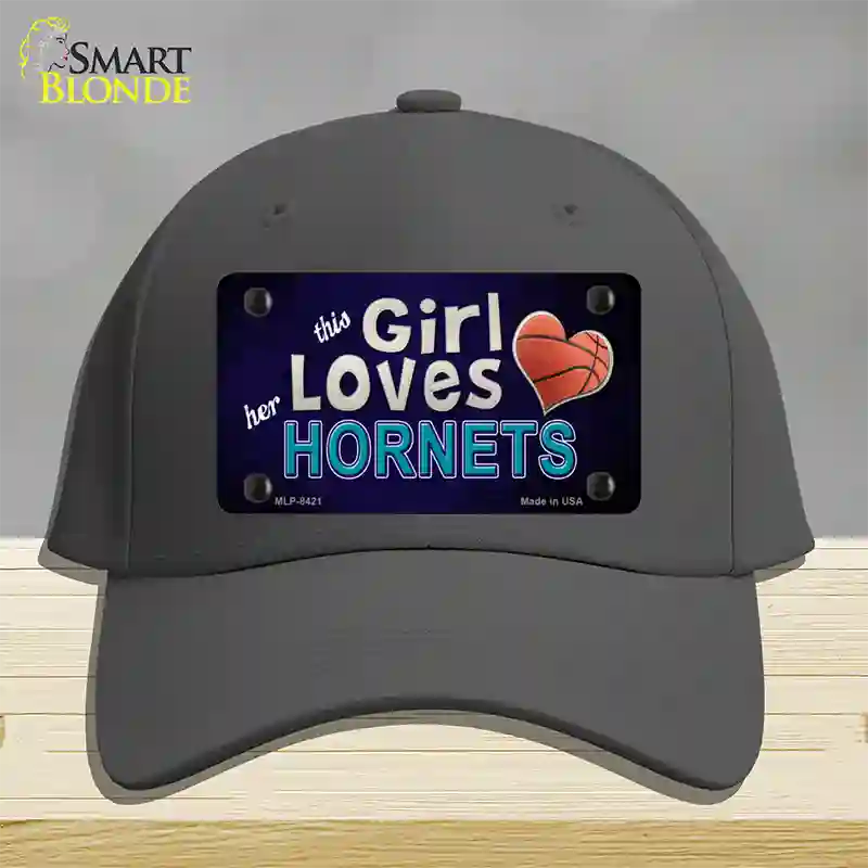 This Girl Loves Her Hornets Novelty License Plate Hat Cotton / Charcoal