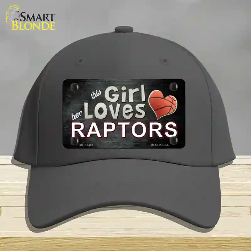 This Girl Loves Her Raptors Novelty License Plate Hat Cotton / Charcoal