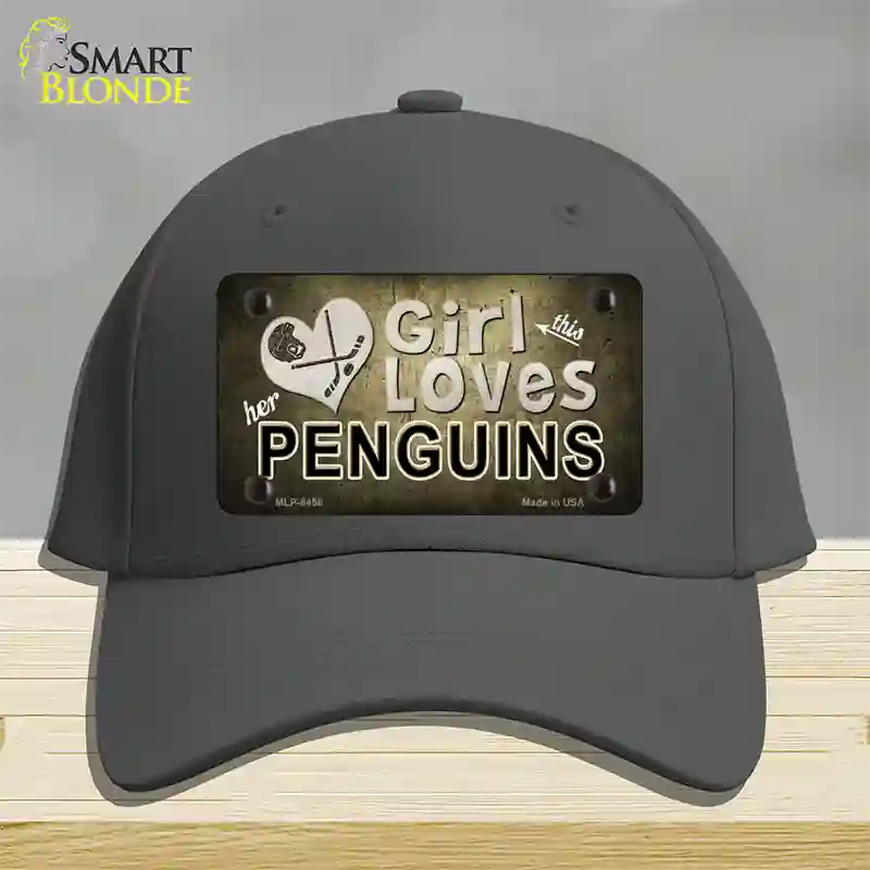 This Girl Loves Her Penguins Novelty License Plate Hat Cotton / Charcoal