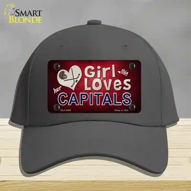 This Girl Loves Her Capitals Novelty License Plate Hat Cotton / Charcoal