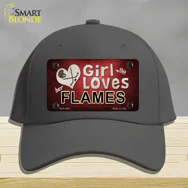 This Girl Loves Her Flames Novelty License Plate Hat Cotton / Charcoal