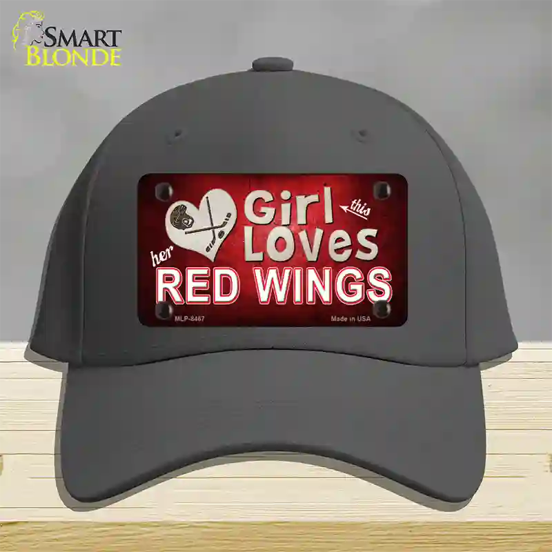 This Girl Loves Her Red Wings Novelty License Plate Hat Cotton / Charcoal