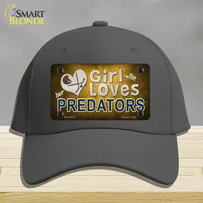 This Girl Loves Her Predators Novelty License Plate Hat Cotton / Charcoal