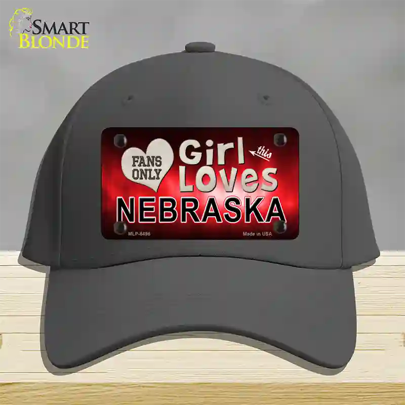 This Girl Loves Nebraska Novelty License Plate Hat Cotton / Charcoal