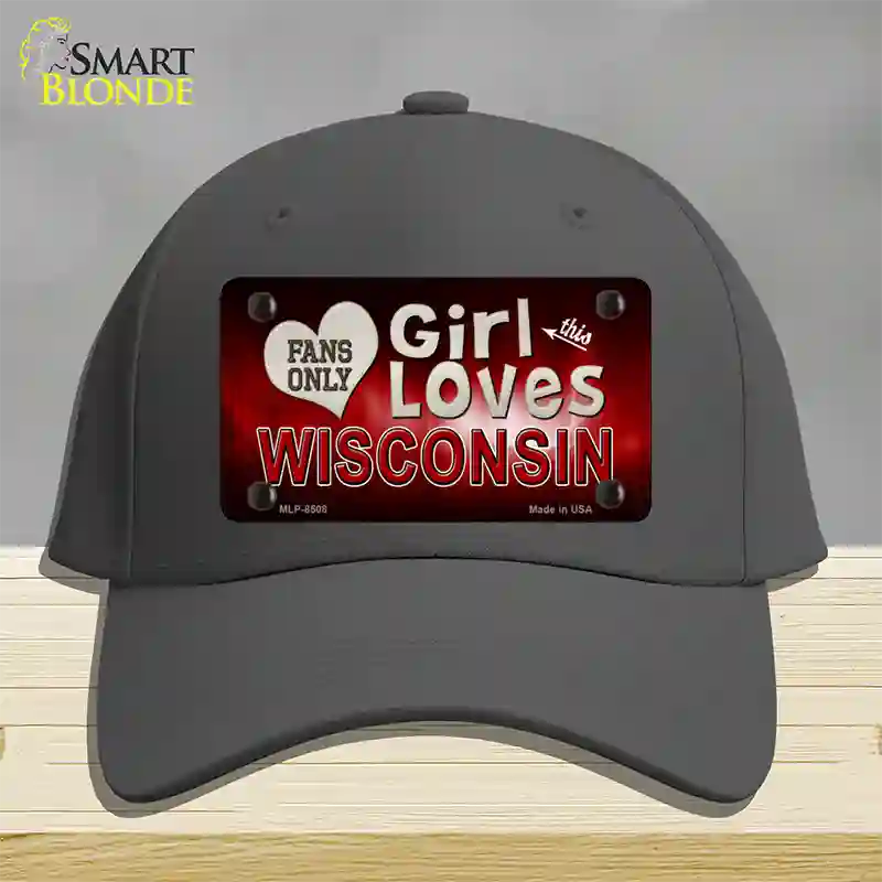 This Girl Loves Wisconsin Novelty License Plate Hat Cotton / Charcoal