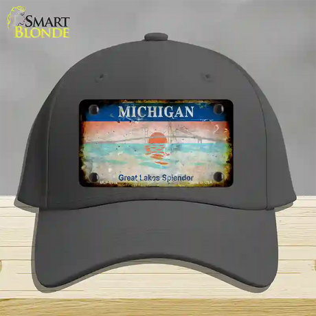 Michigan Rusty State Novelty License Plate Hat Cotton / Charcoal