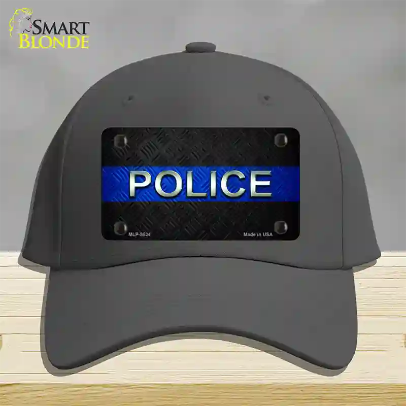 Police Thin Blue Line Novelty License Plate Hat Cotton / Charcoal