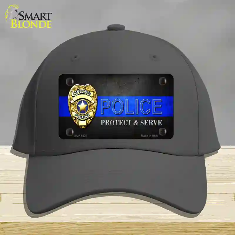 Police Badge Thin Blue Line Novelty License Plate Hat Cotton / Charcoal