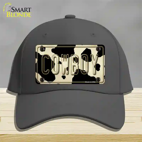 Cowboy Cow Novelty License Plate Hat Cotton / Charcoal