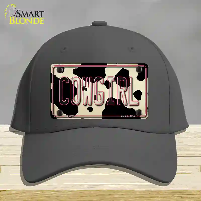 Cowgirl Cow Novelty License Plate Hat Cotton / Charcoal