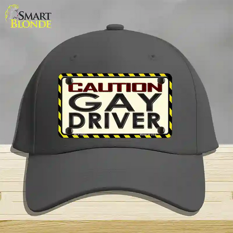 Caution Gay Driver Novelty License Plate Hat Cotton / Charcoal