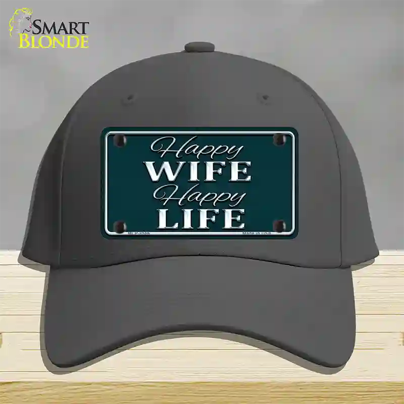 Happy Wife Happy Life Novelty License Plate Hat Cotton / Charcoal