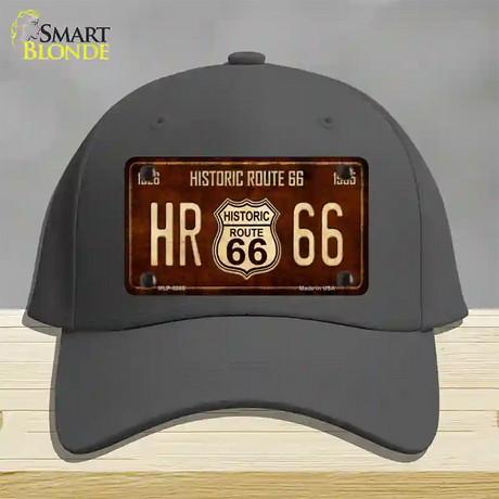 Historic Route 66 Vintage Novelty License Plate Hat Cotton / Charcoal